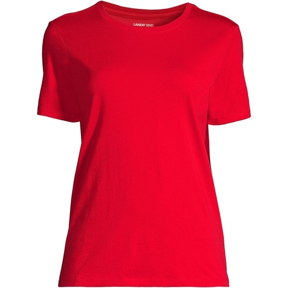 017 NWOT | Land’s End | Peru Women's Relaxed Supima Cotton Red Crew Neck T-Shirt - Picture 2 of 11